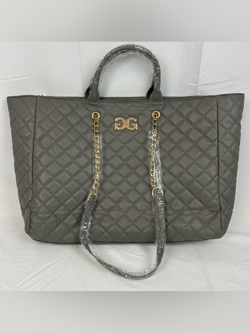*NEW* Gilda Paris Large Quilted Satchel Tote Grey